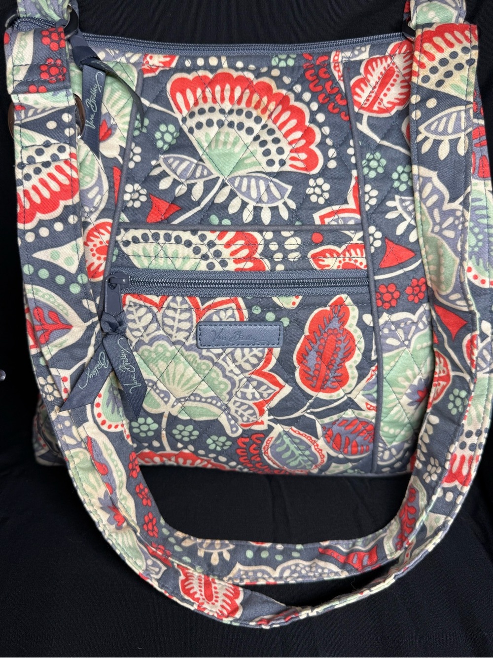 Vera Bradley Blue Floral Quilted Crossbody Shoulder Bag